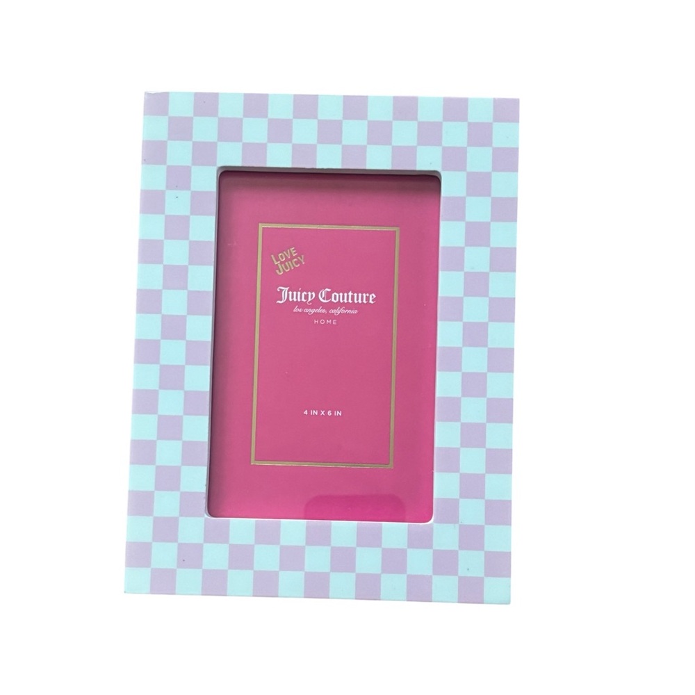 Juicy Couture Pink and White Checkered Photo Frame